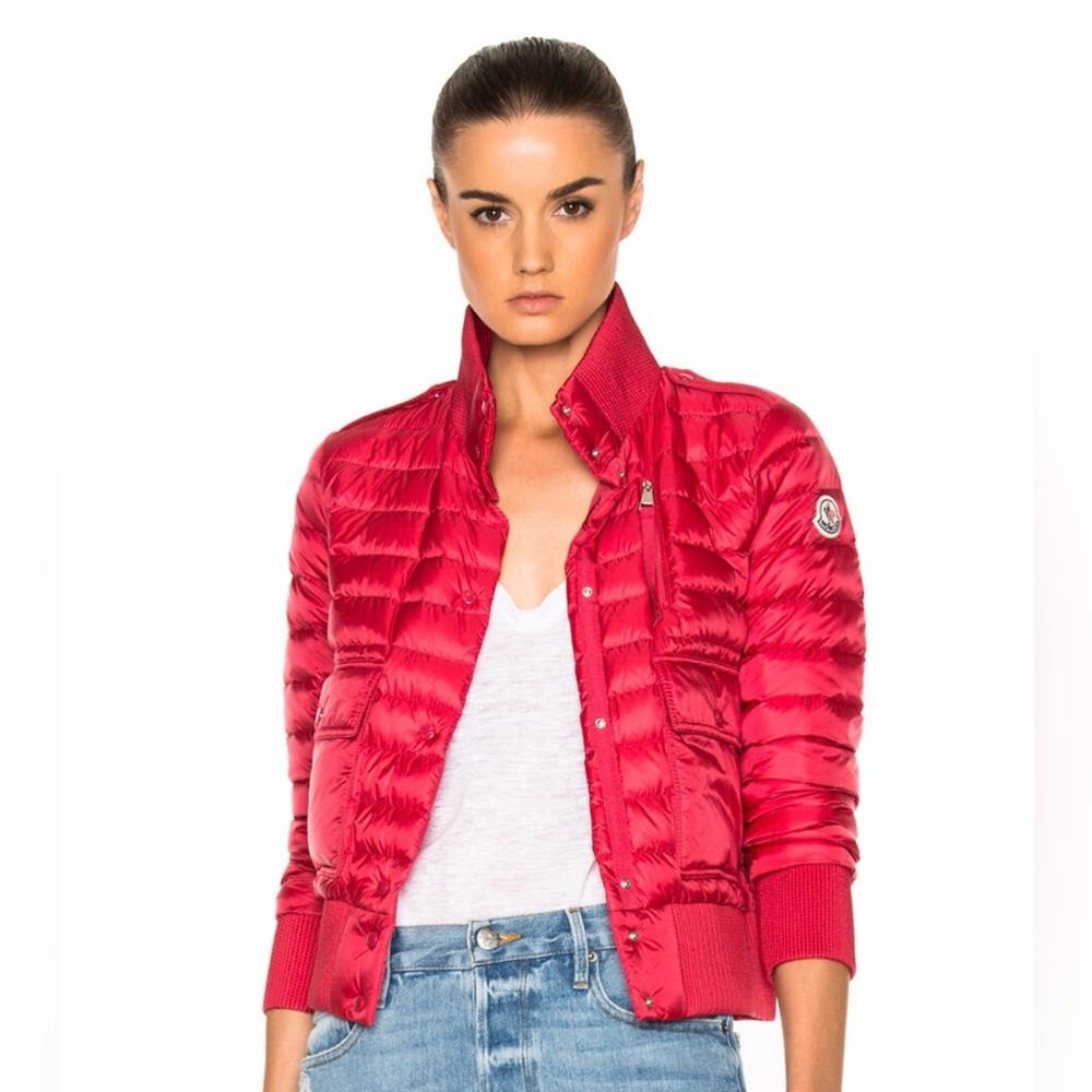 Moncler SILENE Red Bomber Style Puffer - Picture 16 of 16